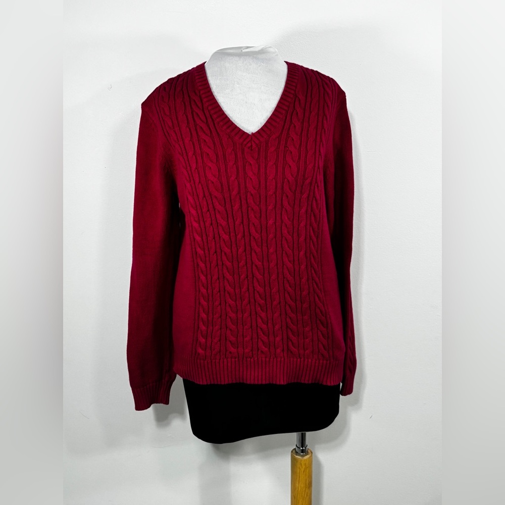 IZOD Golf Classic Ladies Sweater Pink / Wine Size Large Long Sleeve V Neck
